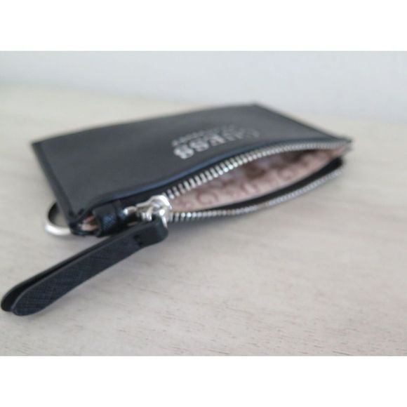 GUESS Black Saffiano Leather Coin Pouch Card Holder Keychain - Picture 3 of 6